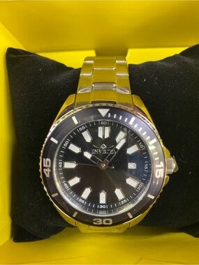 Invicta Black Dial Gold-Tone Stainless Steel Watch
